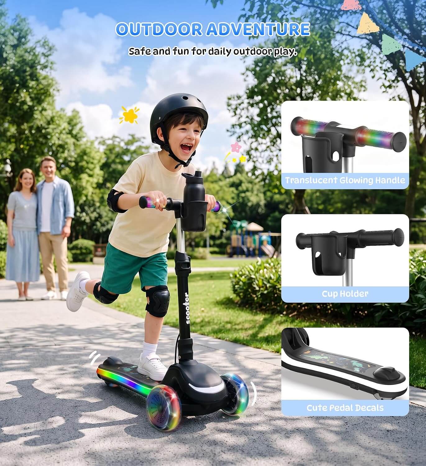 Zaprun B2 Kids' 3-Wheel Folding Electric Scooter