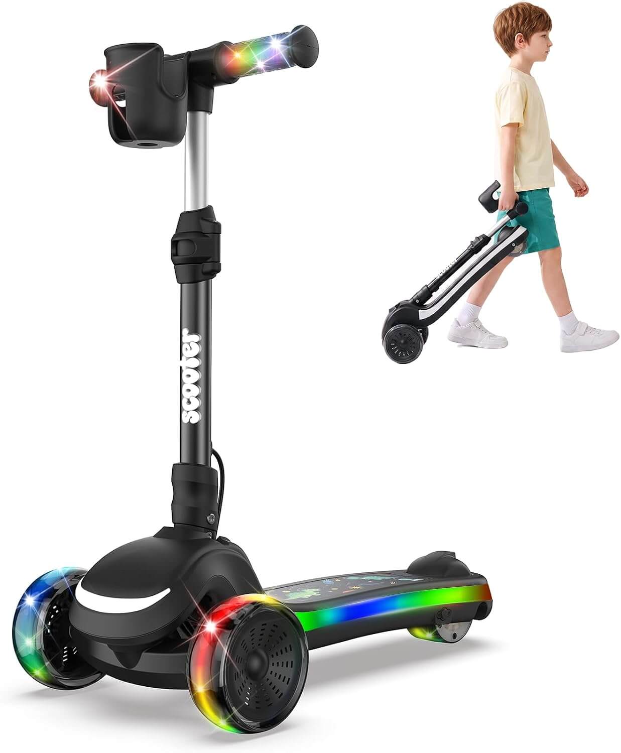 Zaprun B2 Kids' 3-Wheel Folding Electric Scooter
