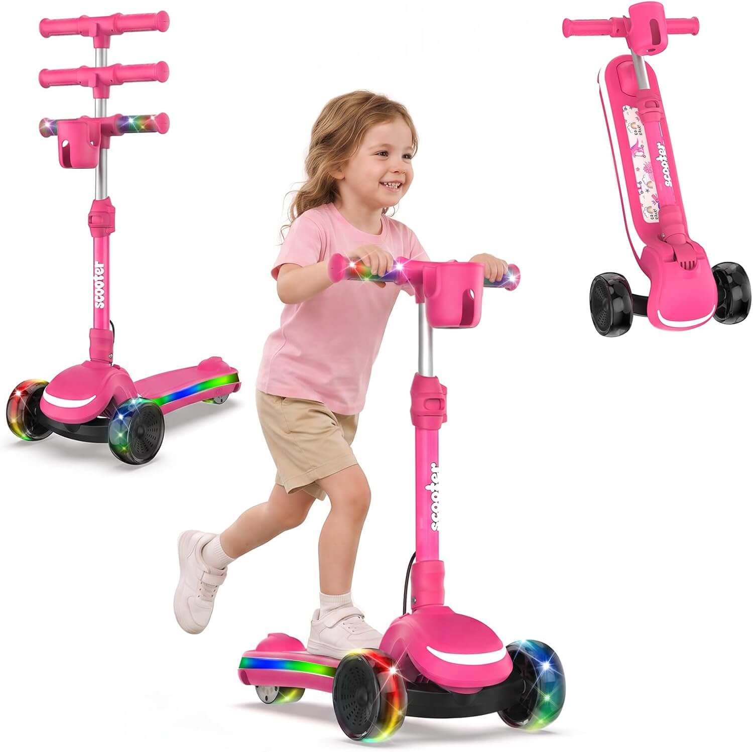 Zaprun B2 Kids' 3-Wheel Folding Electric Scooter