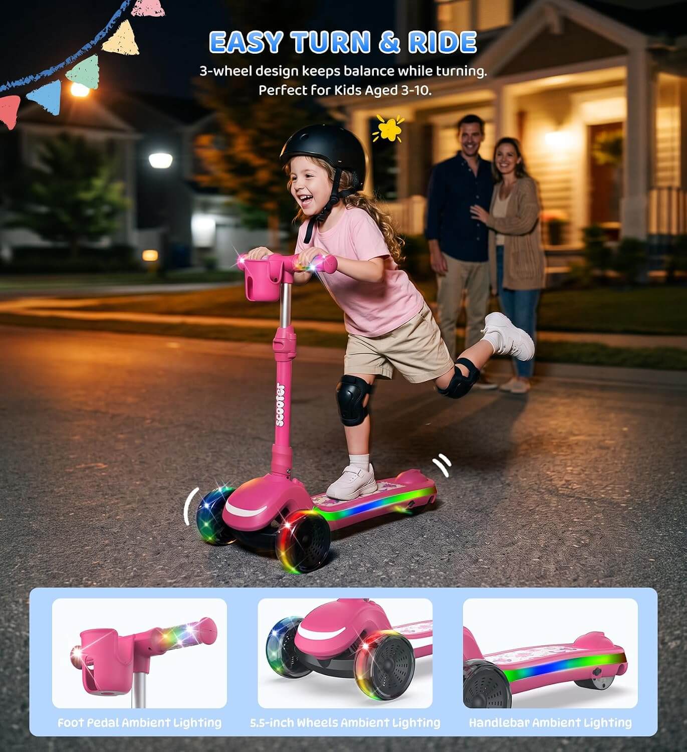 Zaprun ZB2PRO Kids' 3-Wheel Folding Electric Scooter