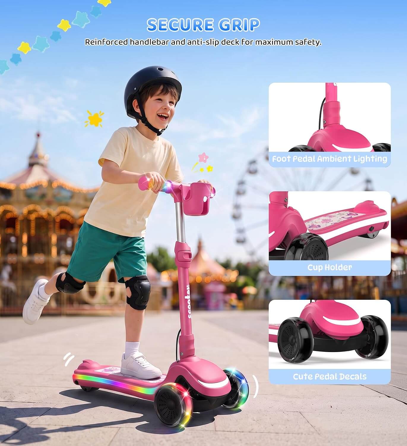 Zaprun ZB2PRO Kids' 3-Wheel Folding Electric Scooter