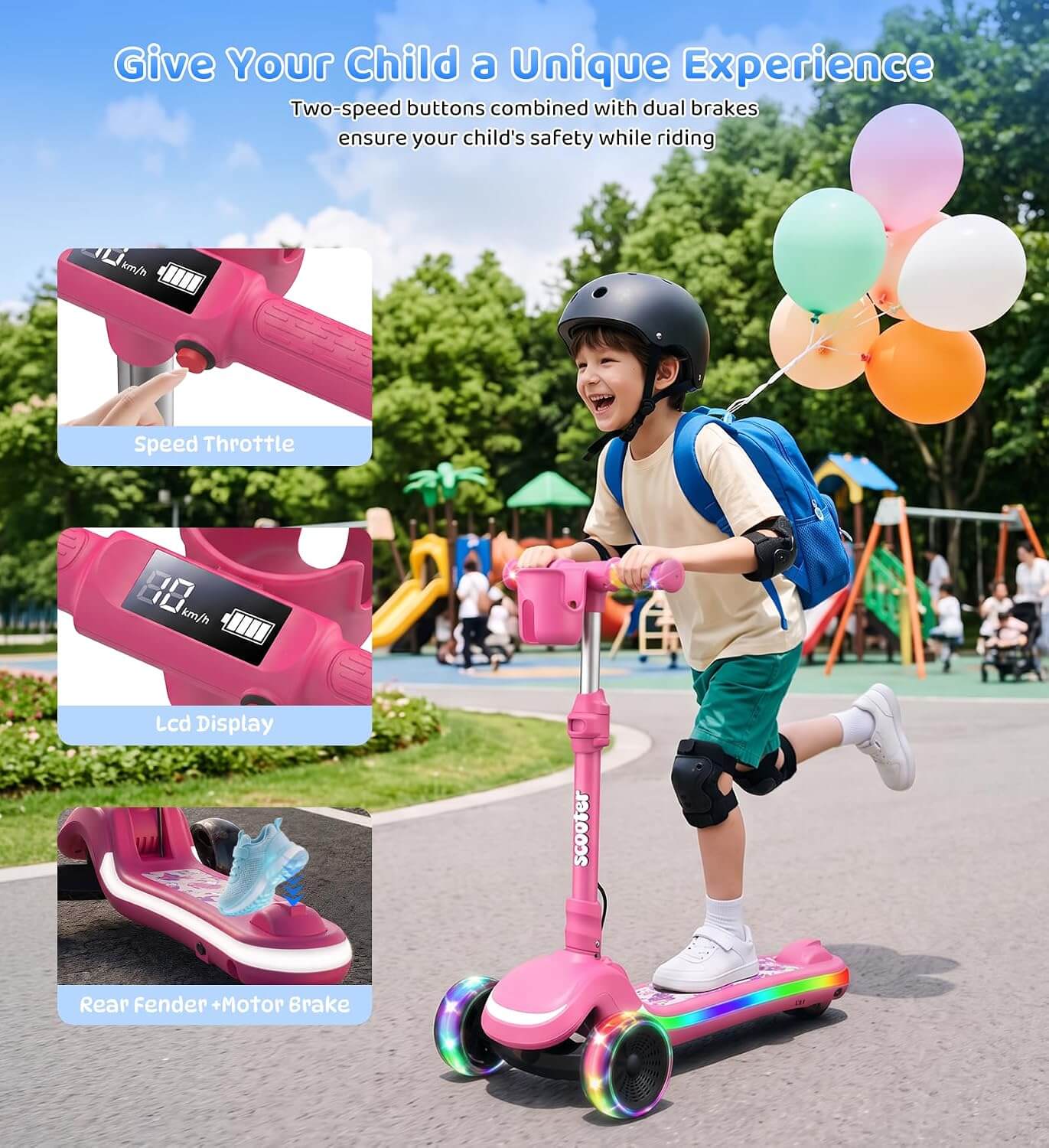 Zaprun ZB2PRO Kids' 3-Wheel Folding Electric Scooter