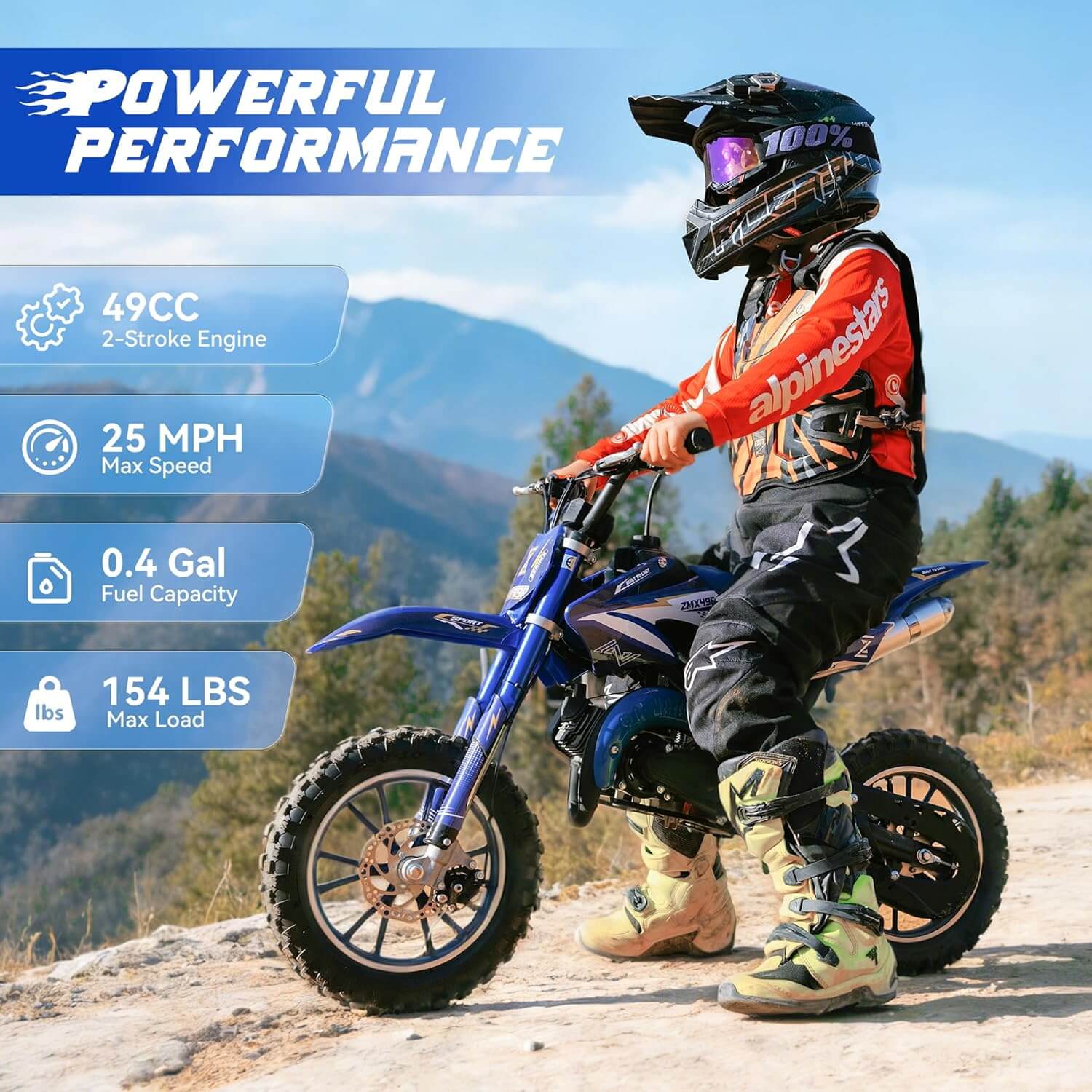 Zeaimx 49cc 2-Stroke Kids' Gas Dirt Mini Bike