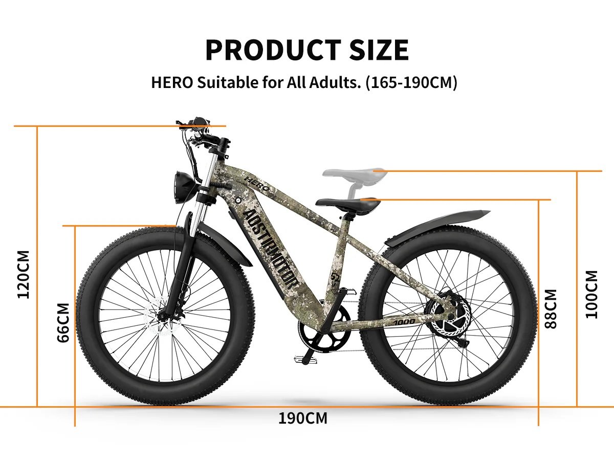 2025 Aostirmotor HERO 1000W 52V 7 Speed Fat Tire Electric Mountain Bike