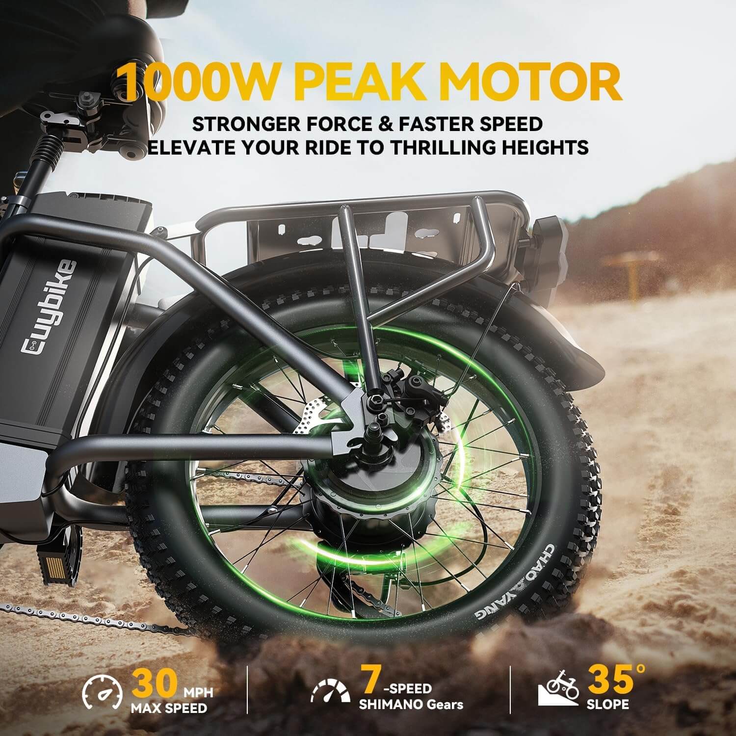 Auloor 1000W 48V 20Ah Folding Beach Fat Tire Electric Bike