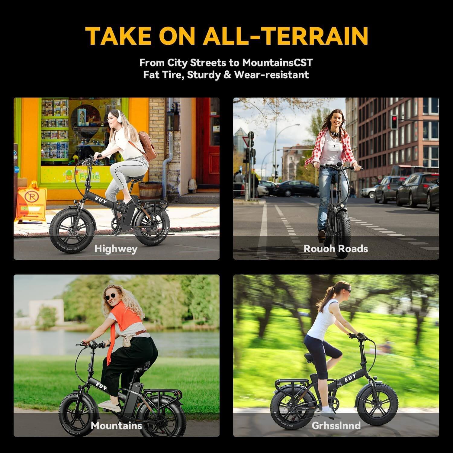 Auloor 1000W 48V 20Ah Folding Beach Fat Tire Electric Bike