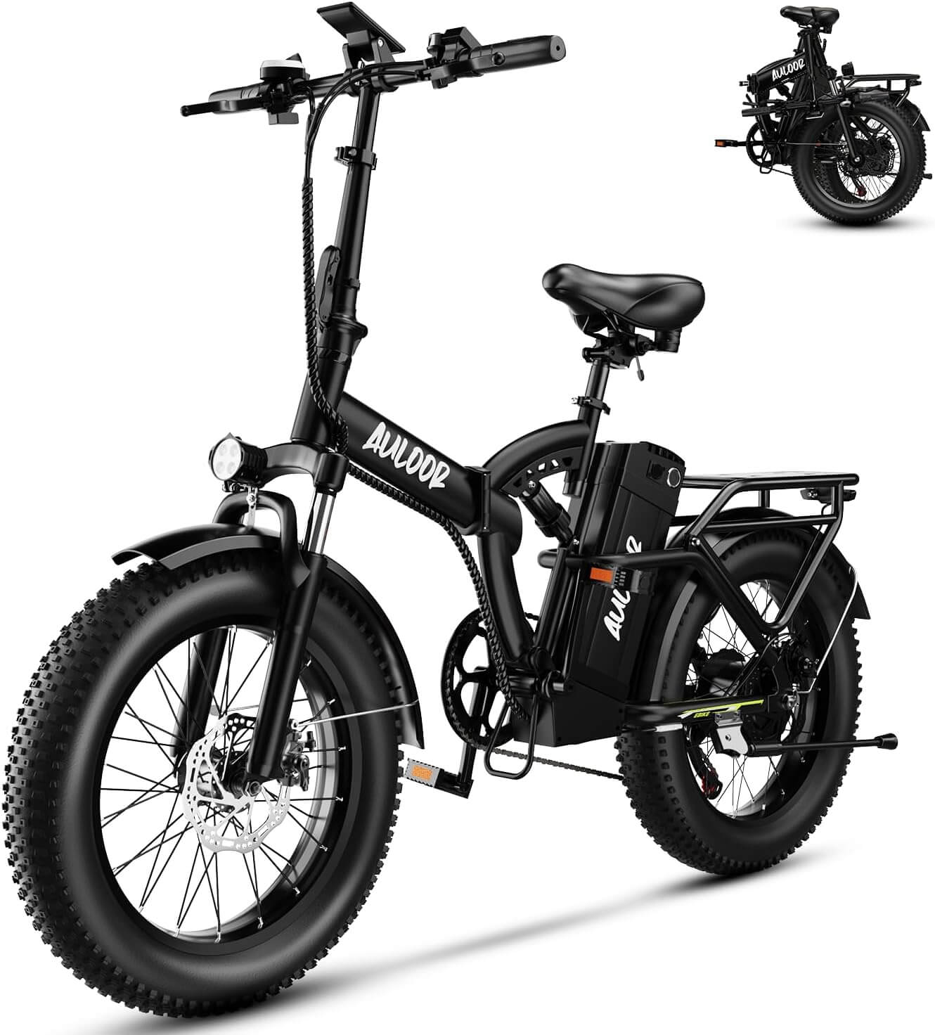 Auloor 1500W 48V 20Ah Folding Beach Fat Tire Electric Bike