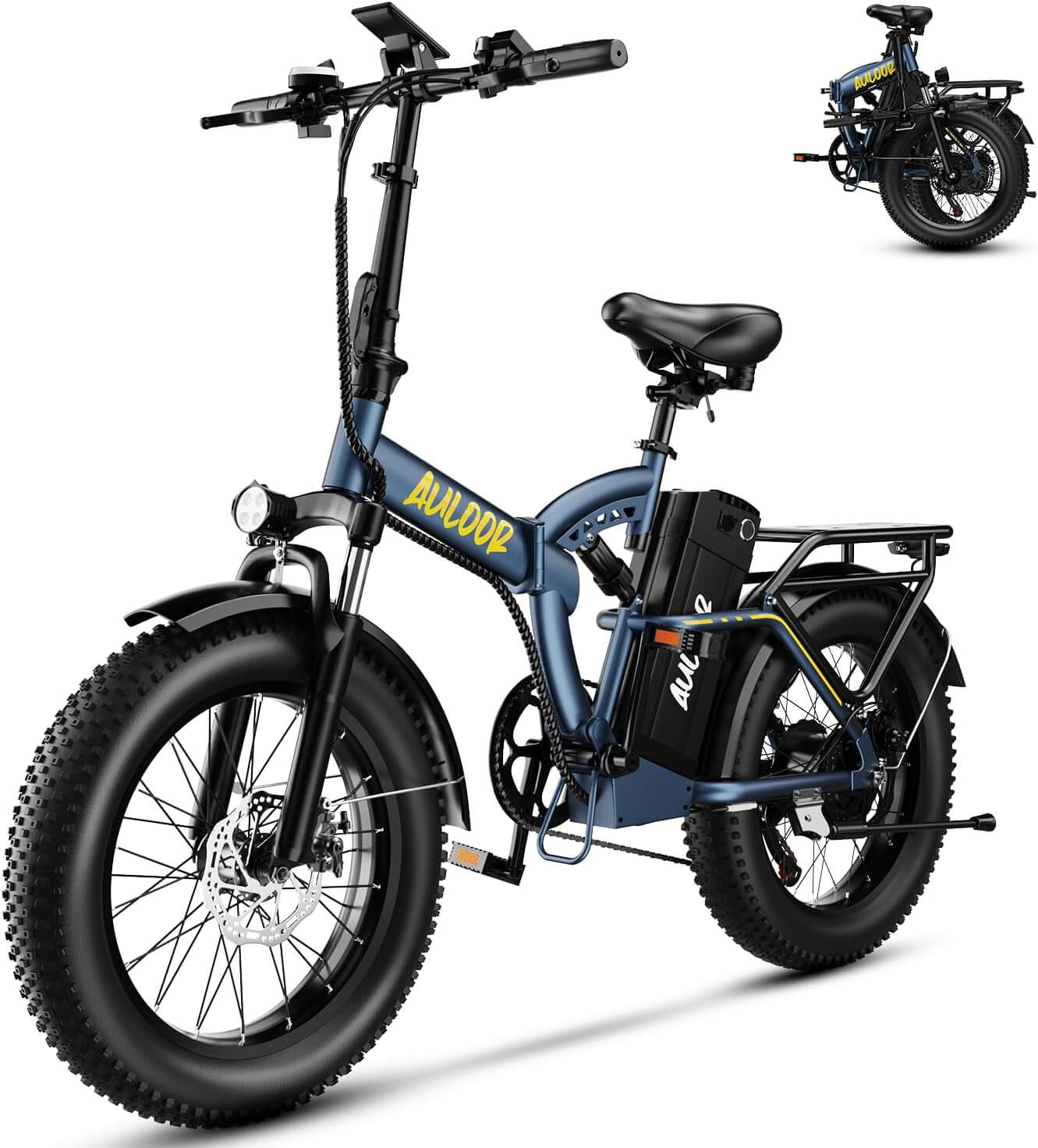Auloor 1500W 48V 20Ah Folding Beach Fat Tire Electric Bike