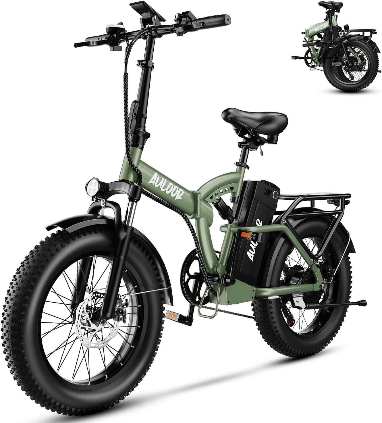 Auloor 1500W 48V 20Ah Folding Beach Fat Tire Electric Bike