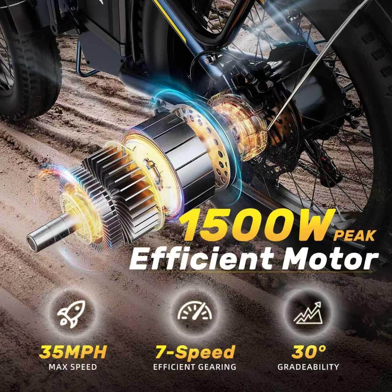 Auloor 1500W 48V 20Ah Folding Beach Fat Tire Electric Bike