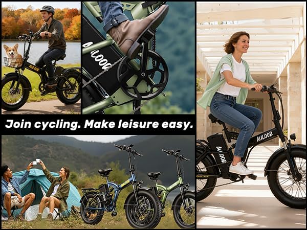 Auloor 1500W 48V 20Ah Folding Beach Fat Tire Electric Bike
