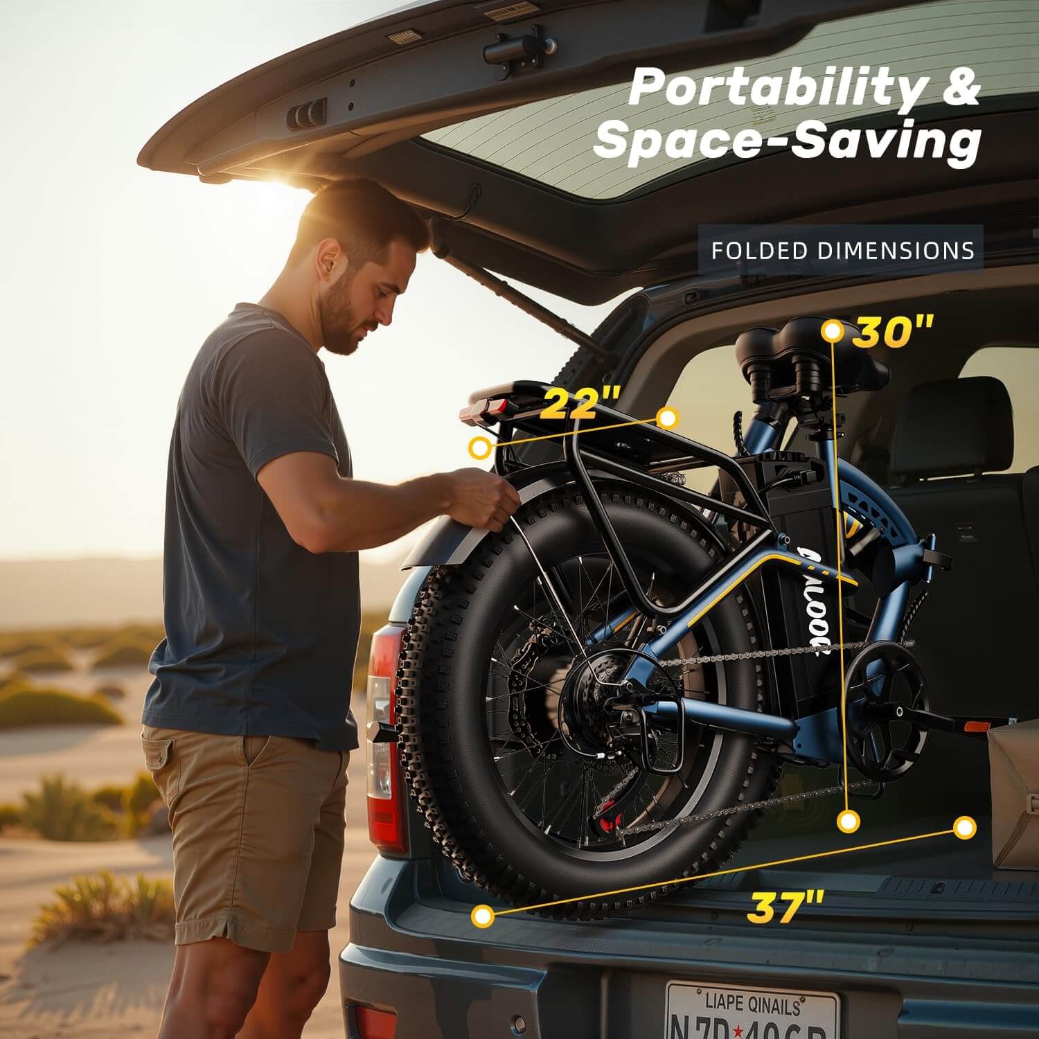 Auloor 1500W 48V 20Ah Folding Beach Fat Tire Electric Bike