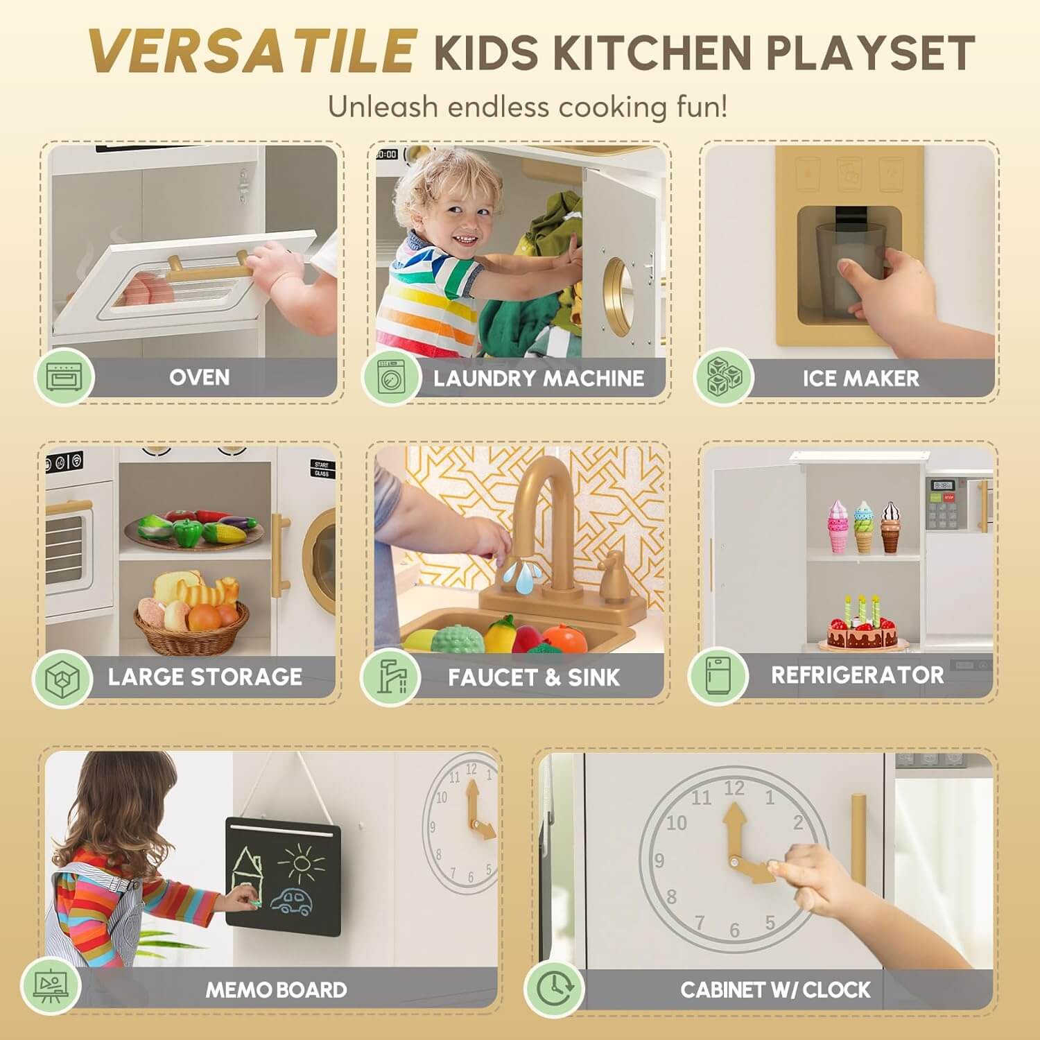 BIERUM Coner Wooden Toy Kitchen Set for Kids Ages 3+