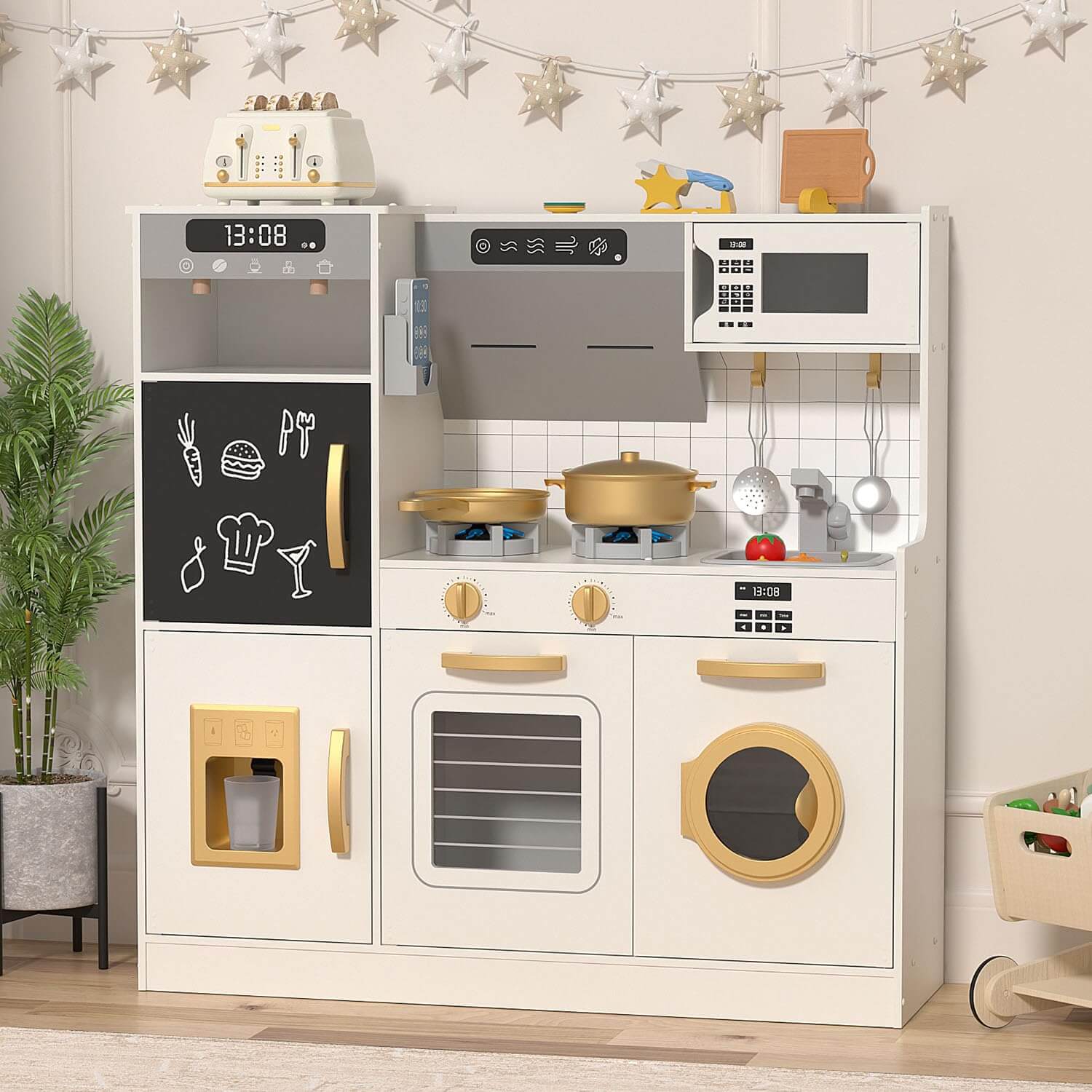 BIERUM Toy Kitchen Set for Kids Ages 3+