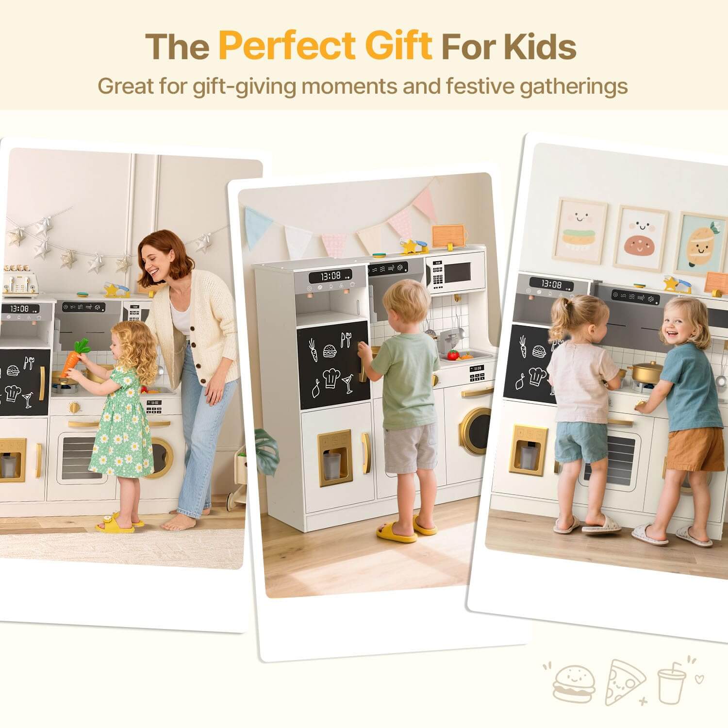 BIERUM Toy Kitchen Set for Kids Ages 3+