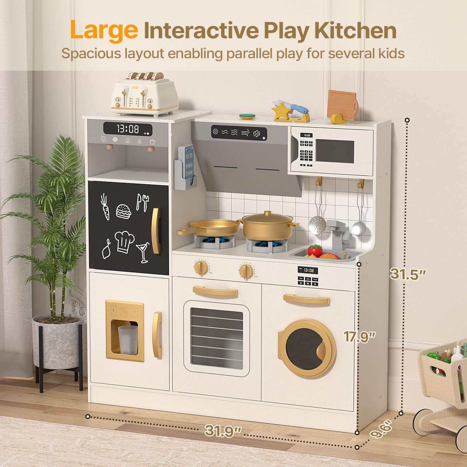 BIERUM Toy Kitchen Set for Kids Ages 3+