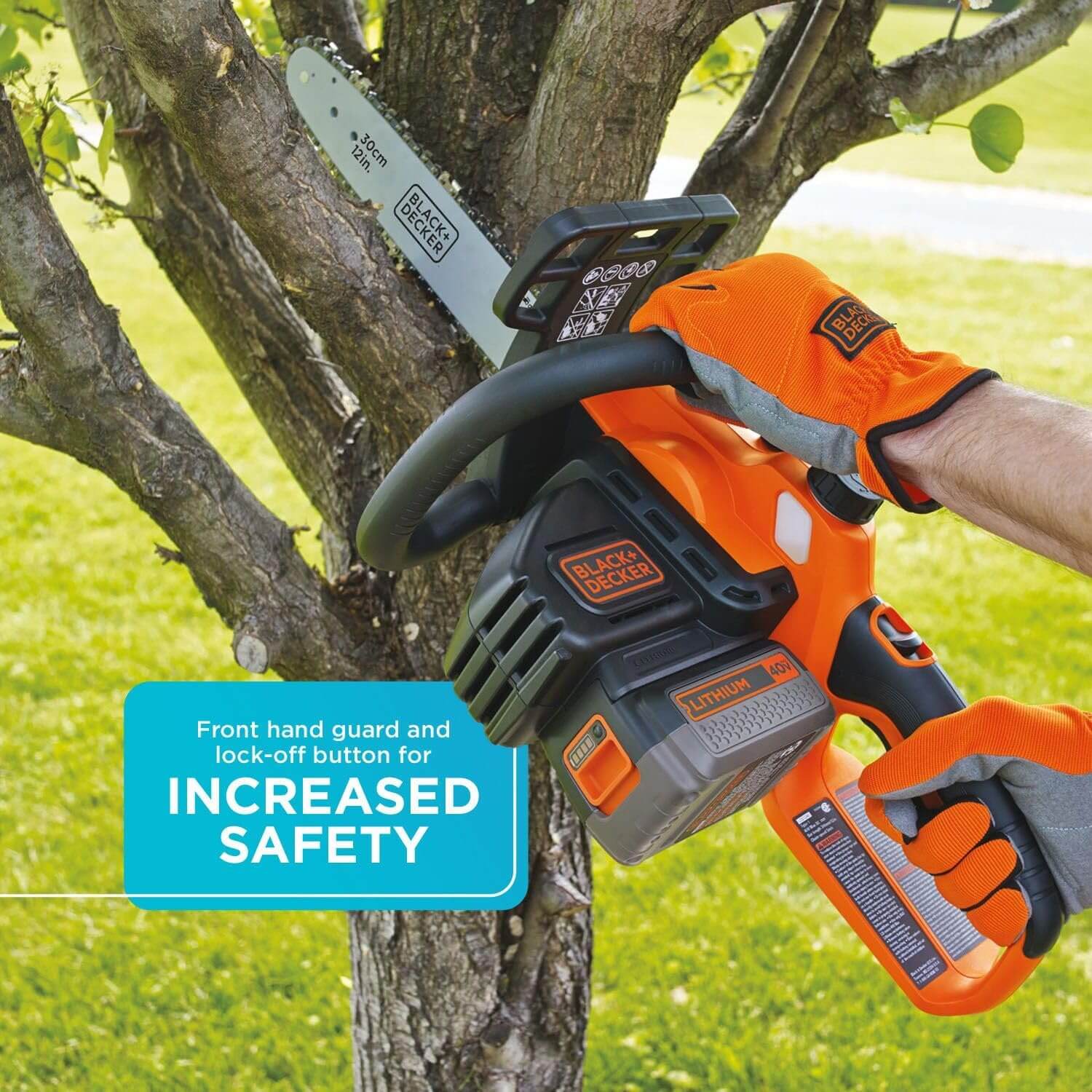 Black Decker 40V Max 12″ Cordless Electric Chainsaw, LCS1240