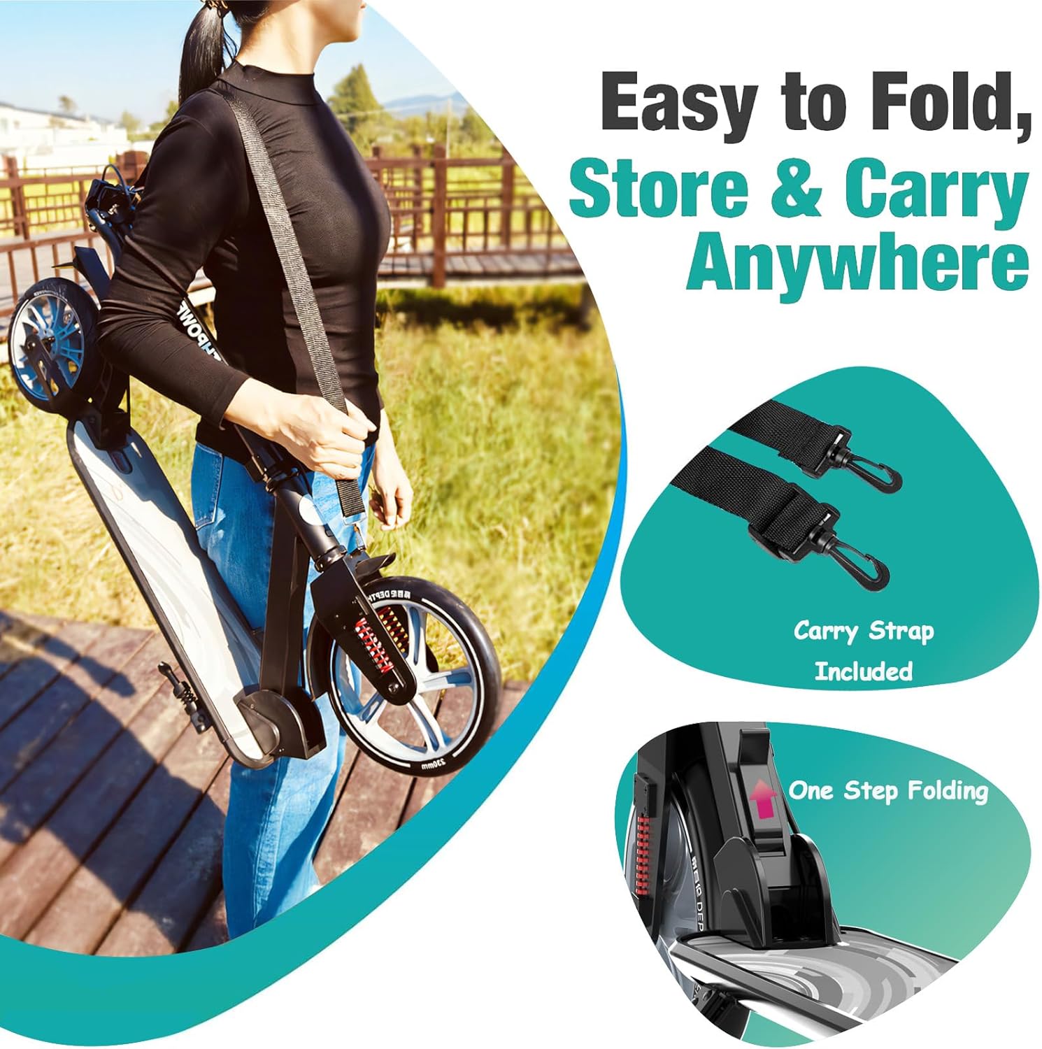 CUIOT Store Big Wheels Youth Kick Scooter, Ages 6+