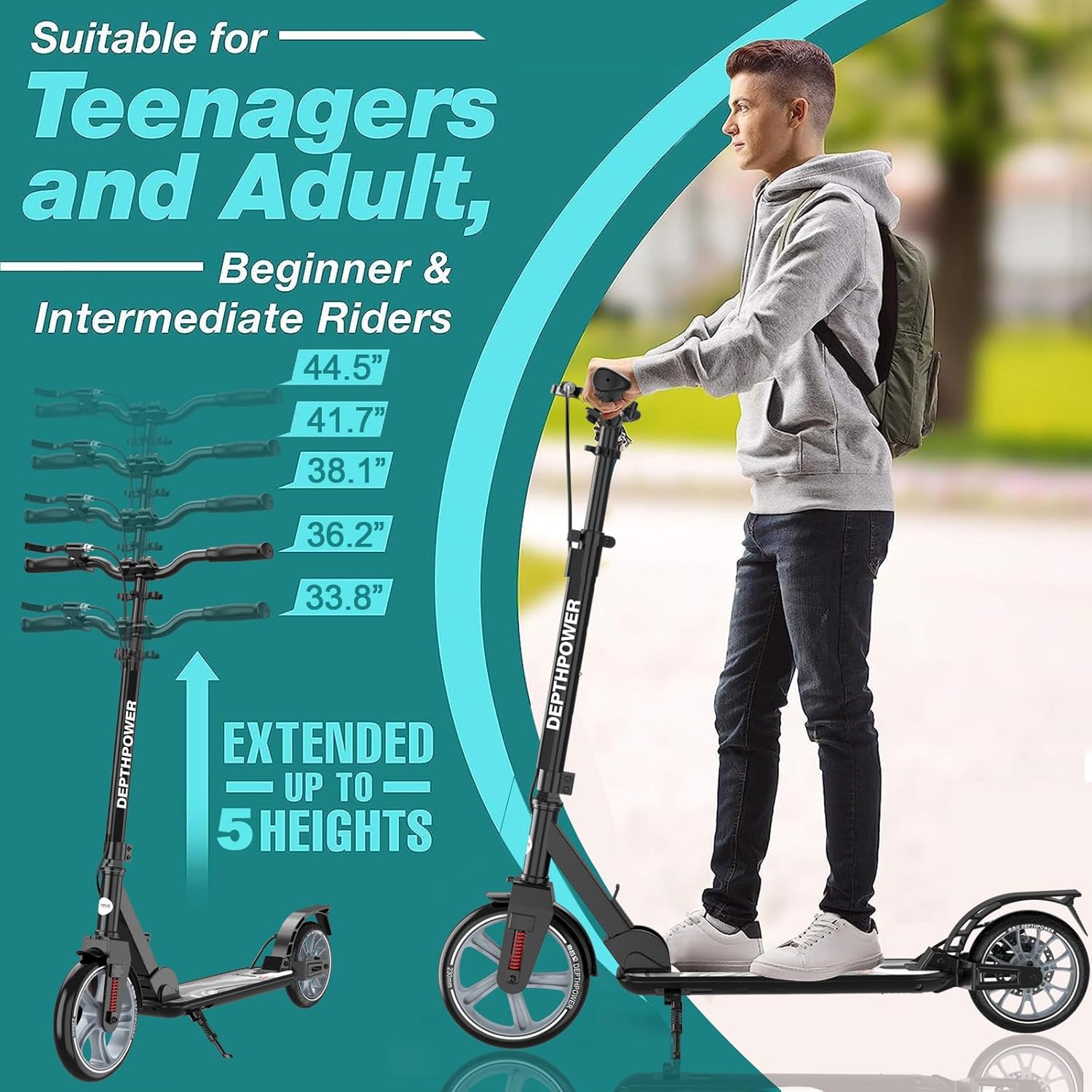 CUIOT Store Big Wheels Youth Kick Scooter, Ages 6+