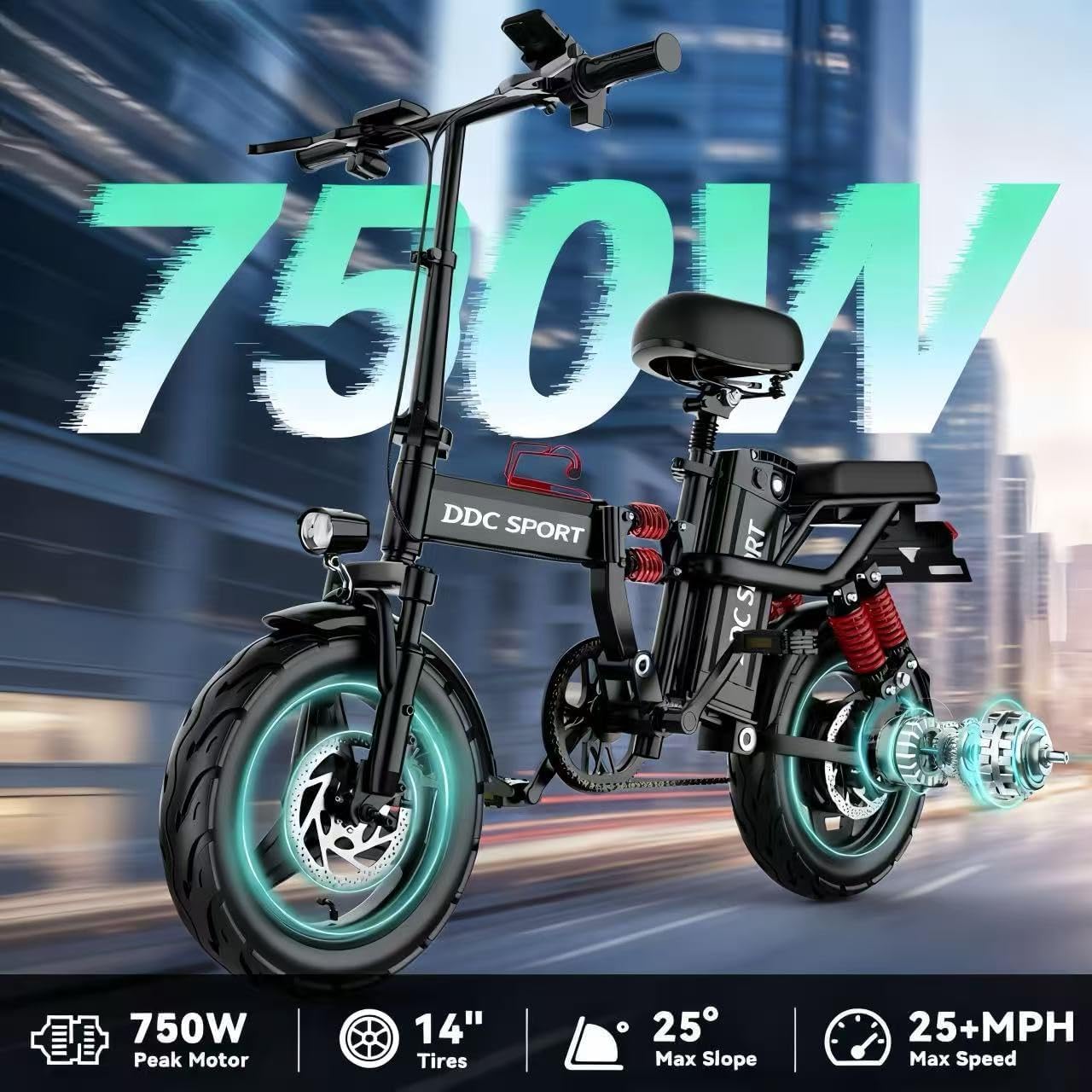 DDC Sport 14" 750W 48V Adults Folding Electric Bike