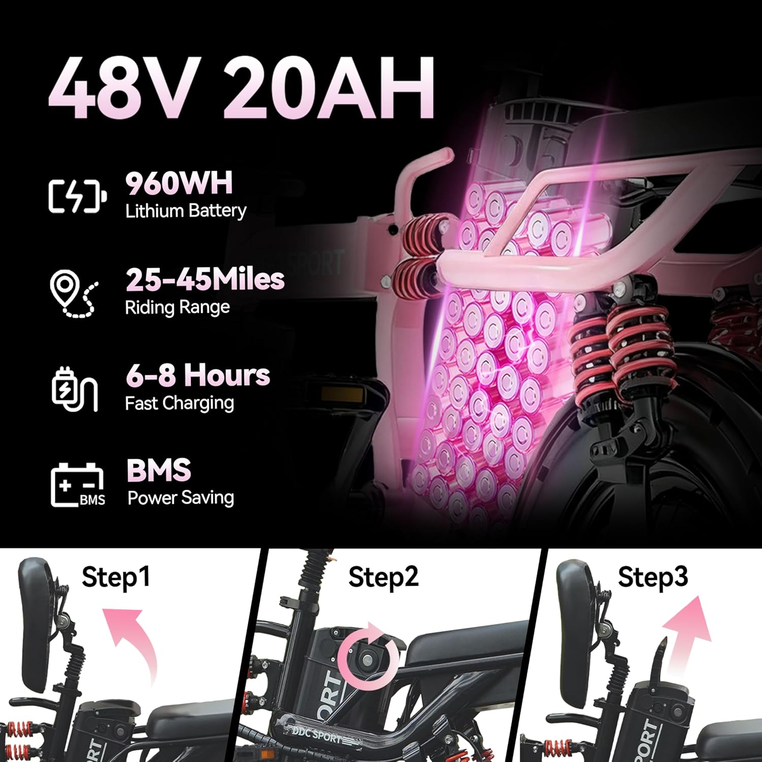 DCC Sport M1 750W 48V 20Ah Full Suspension Adults Folding Electric Bike