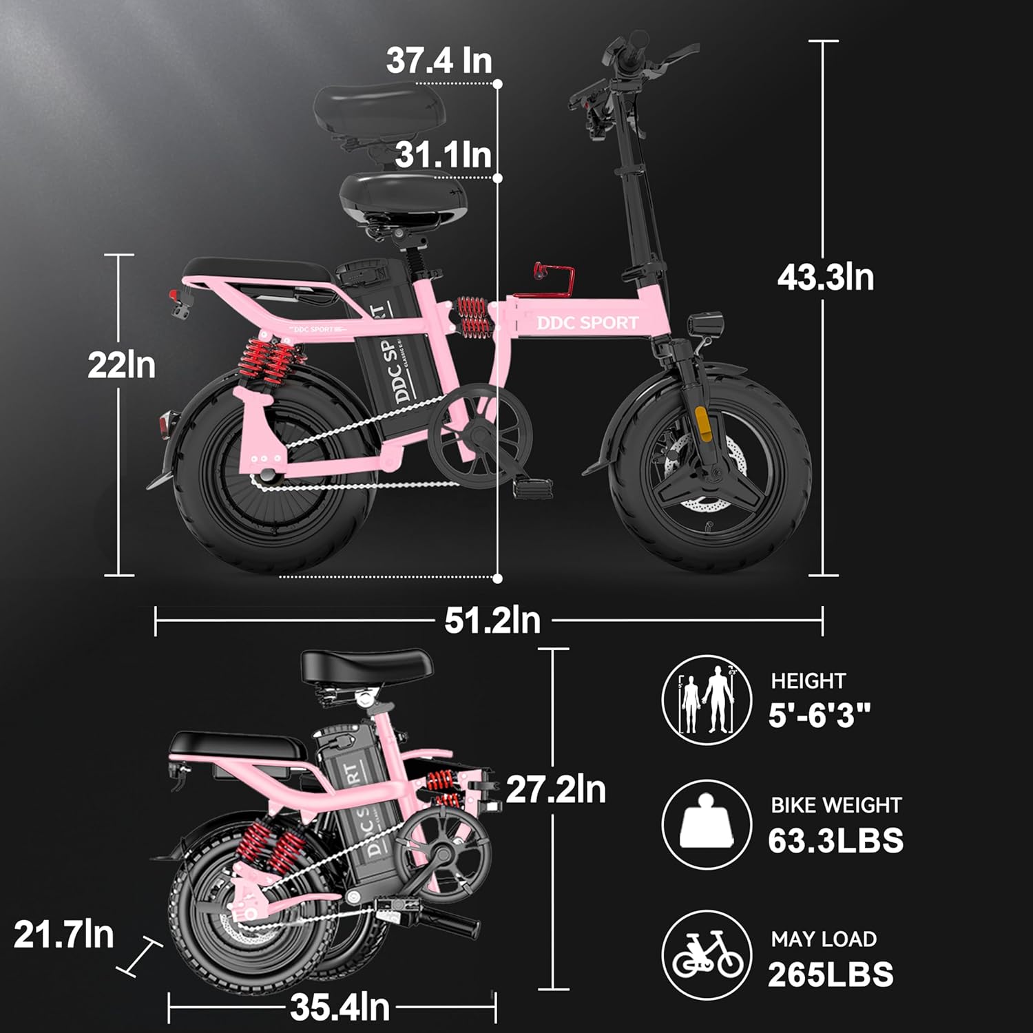DCC Sport M1 750W 48V 20Ah Full Suspension Adults Folding Electric Bike