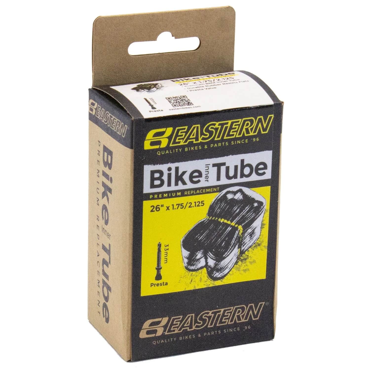 Eastern Bikes PRESTA 3mm 26"x1.75/2.125" INNER TUBE, 1 Pack