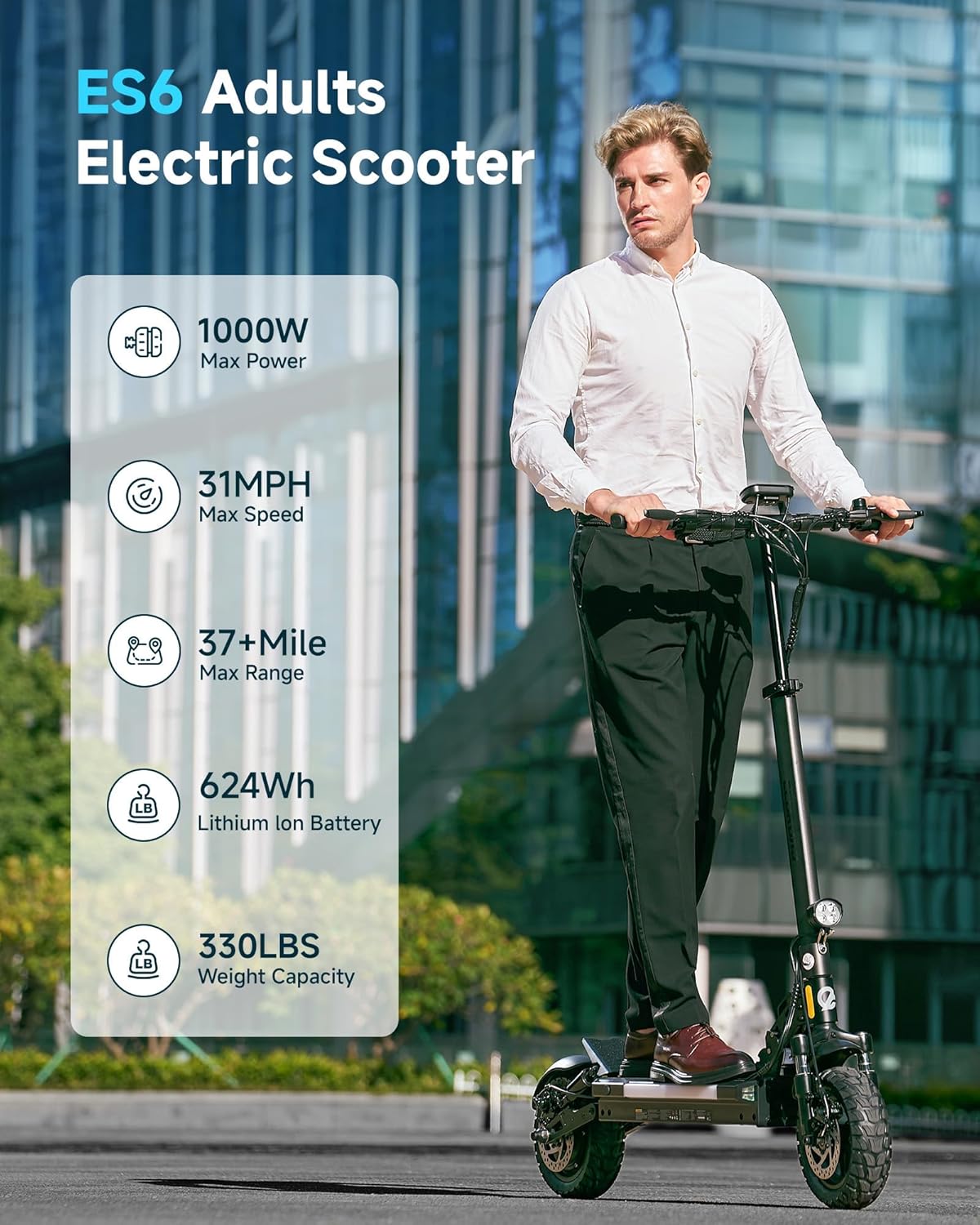 ECOROAD ES6 1000W Adults Electric Folding Scooter