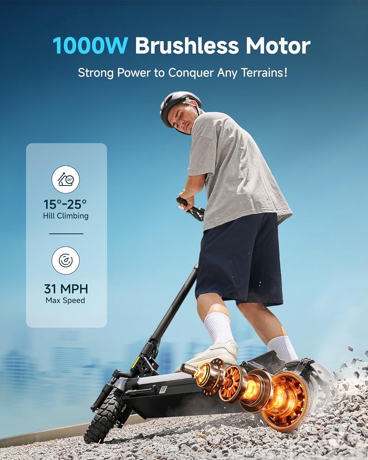 ECOROAD ES6 1000W Adults Electric Folding Scooter