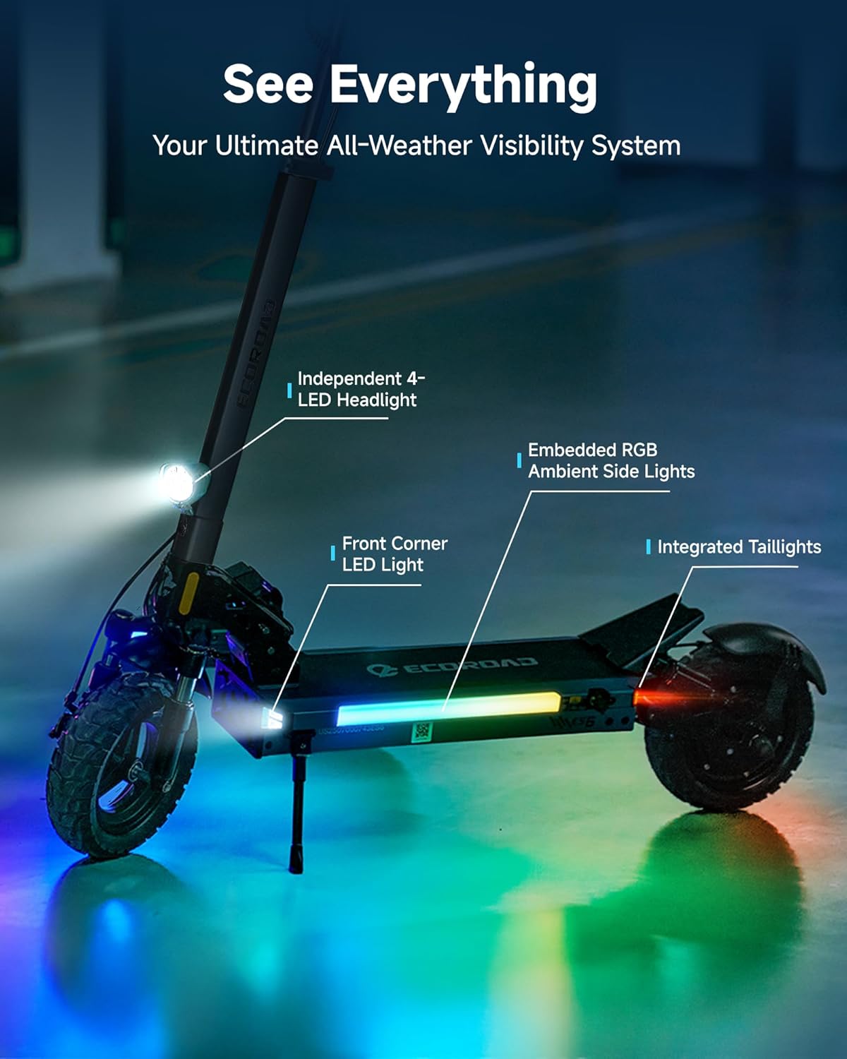 ECOROAD ES6 1000W Adults Electric Folding Scooter