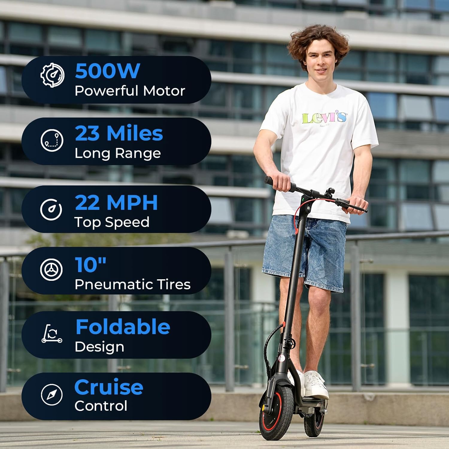 Escoone W6 500W 10" Wheels Folding Electric Scooter