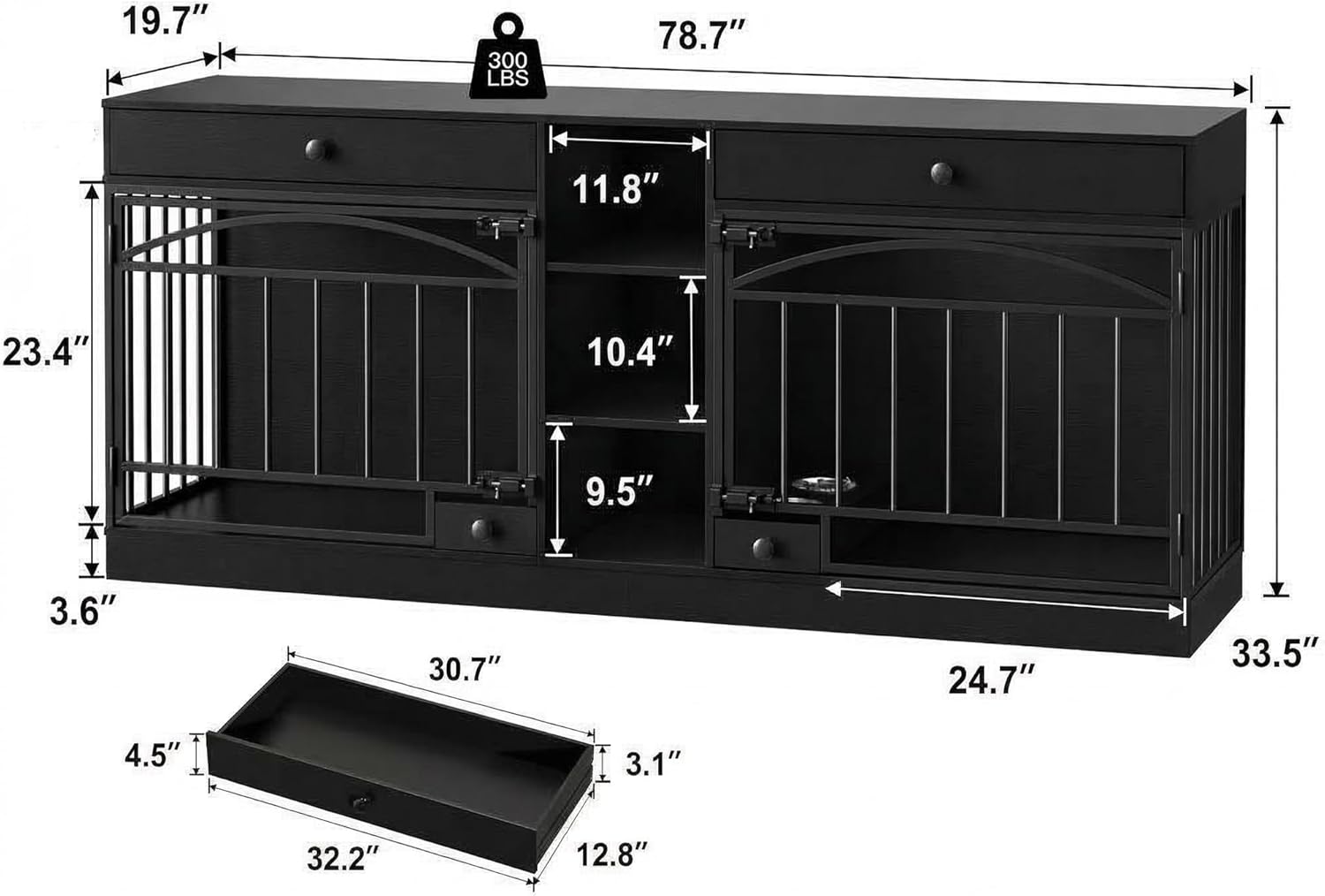 Garvee 78.7" Dog Crate Furniture
