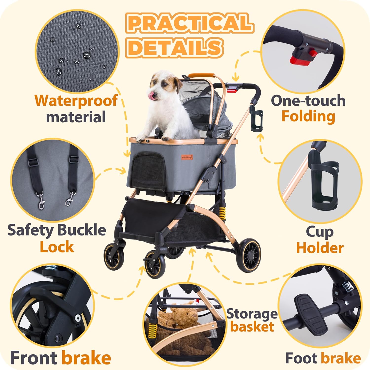 GdnWings Pet Stroller for Small Dogs