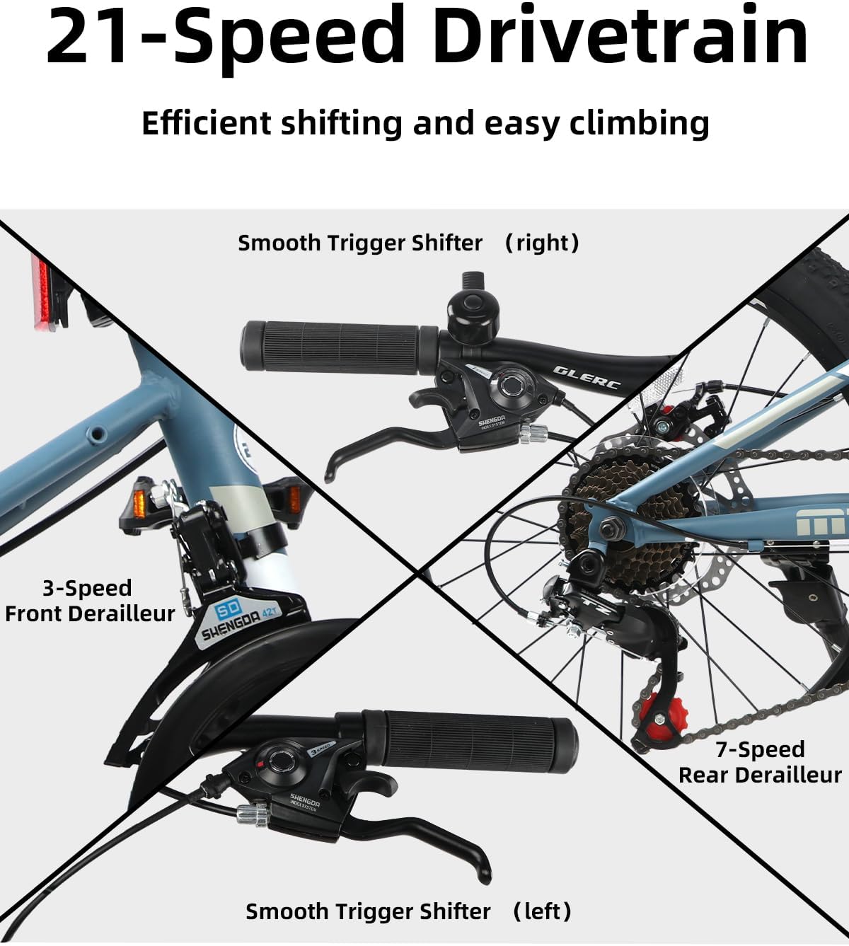 Glerc 24" SKYLINE 21-Speed Kids Mountain Bicycle