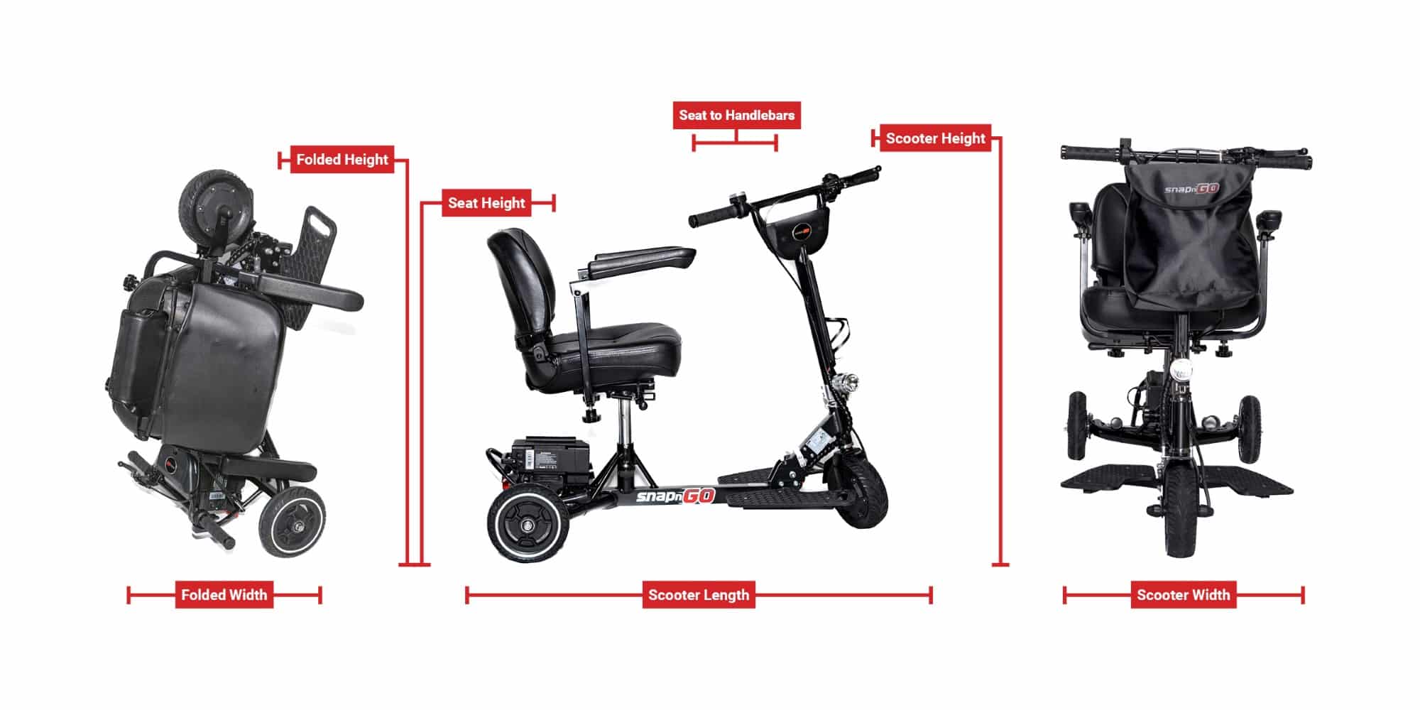 Glion SNAPnGO DELUXE Edition 36V Electric Travel Mobility Scooter Folding Tricycle