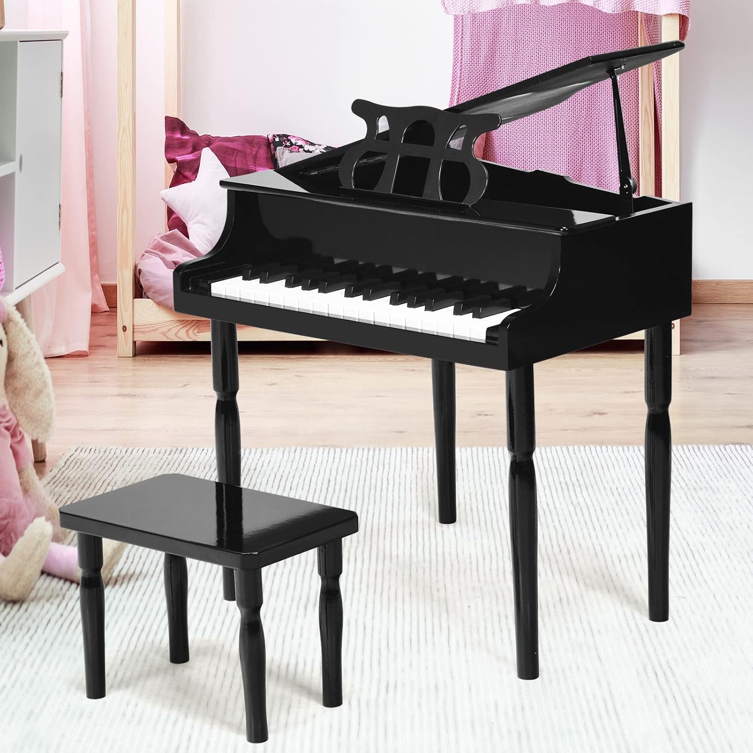 Goplus 30-Key Kids' Mini Grand Piano Keyboard Set with Stand & Chair