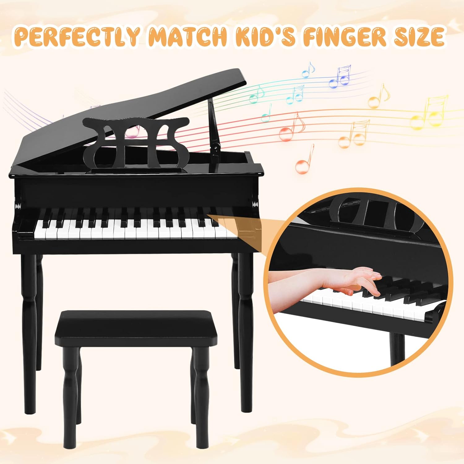 Goplus 30-Key Kids' Mini Grand Piano Keyboard Set with Stand & Chair