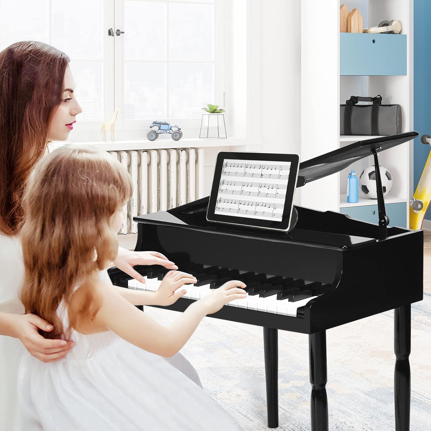 Goplus 30-Key Kids' Mini Grand Piano Keyboard Set with Stand & Chair