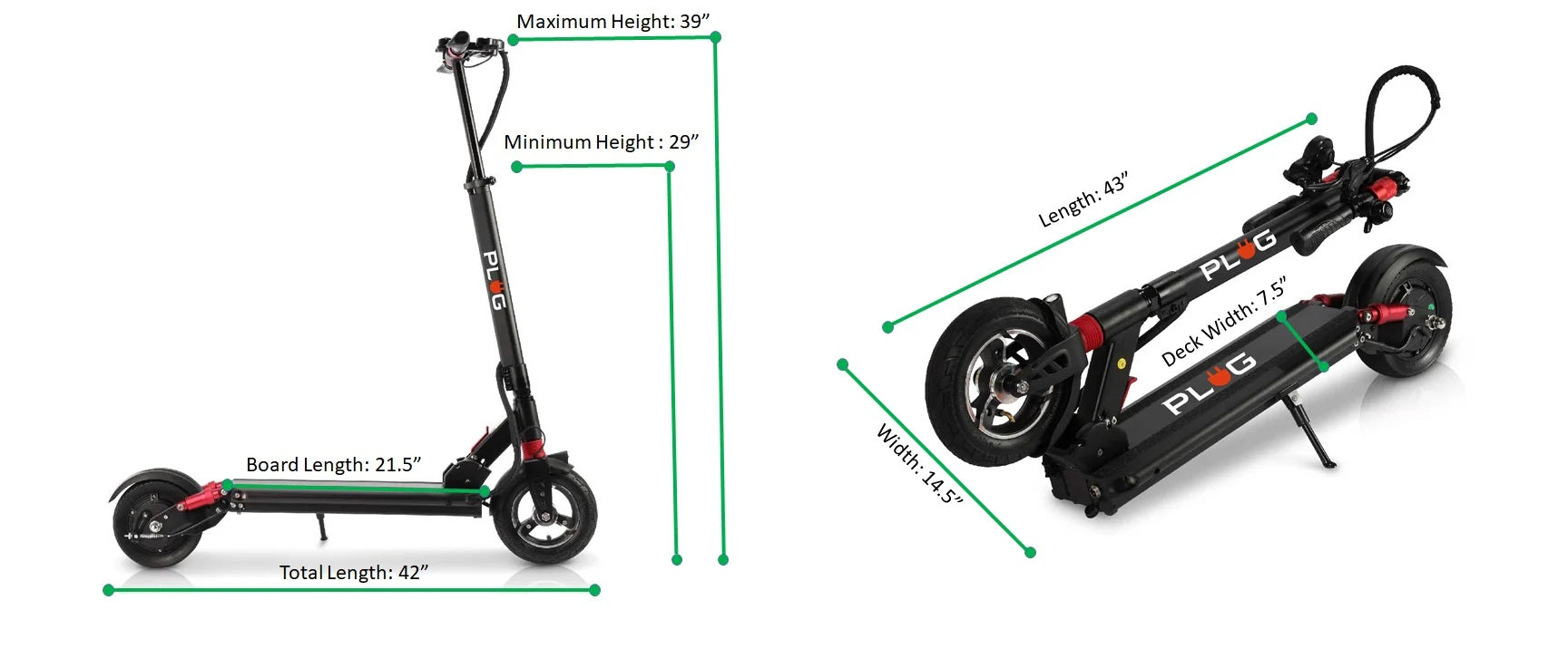 GoPowerBike PLUG City 500W 48V Lithium Front Suspension Folding Electric Scooter