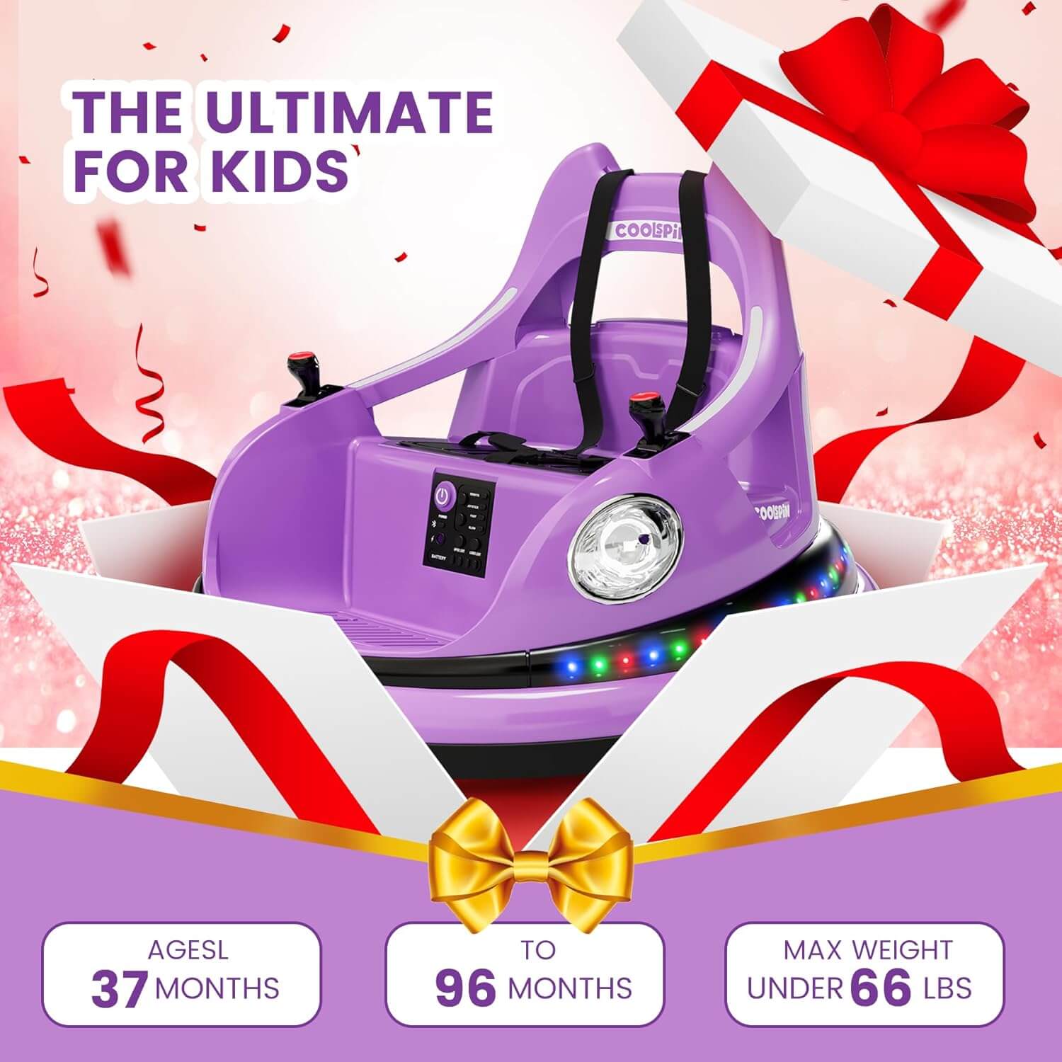 Hetoy 12V Electric Kids Ride-On Bumper Car, 360° Spin