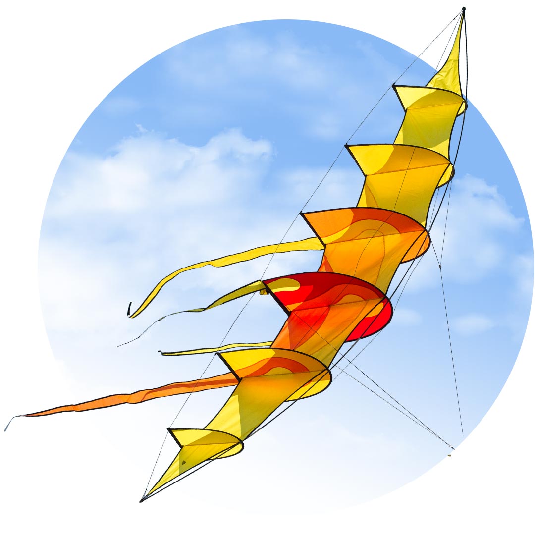 Booleaf Kite HQ Kites Hoffmann's Bowkite SUNRISE Kite, Intermediate, Carbon & Fiberglass