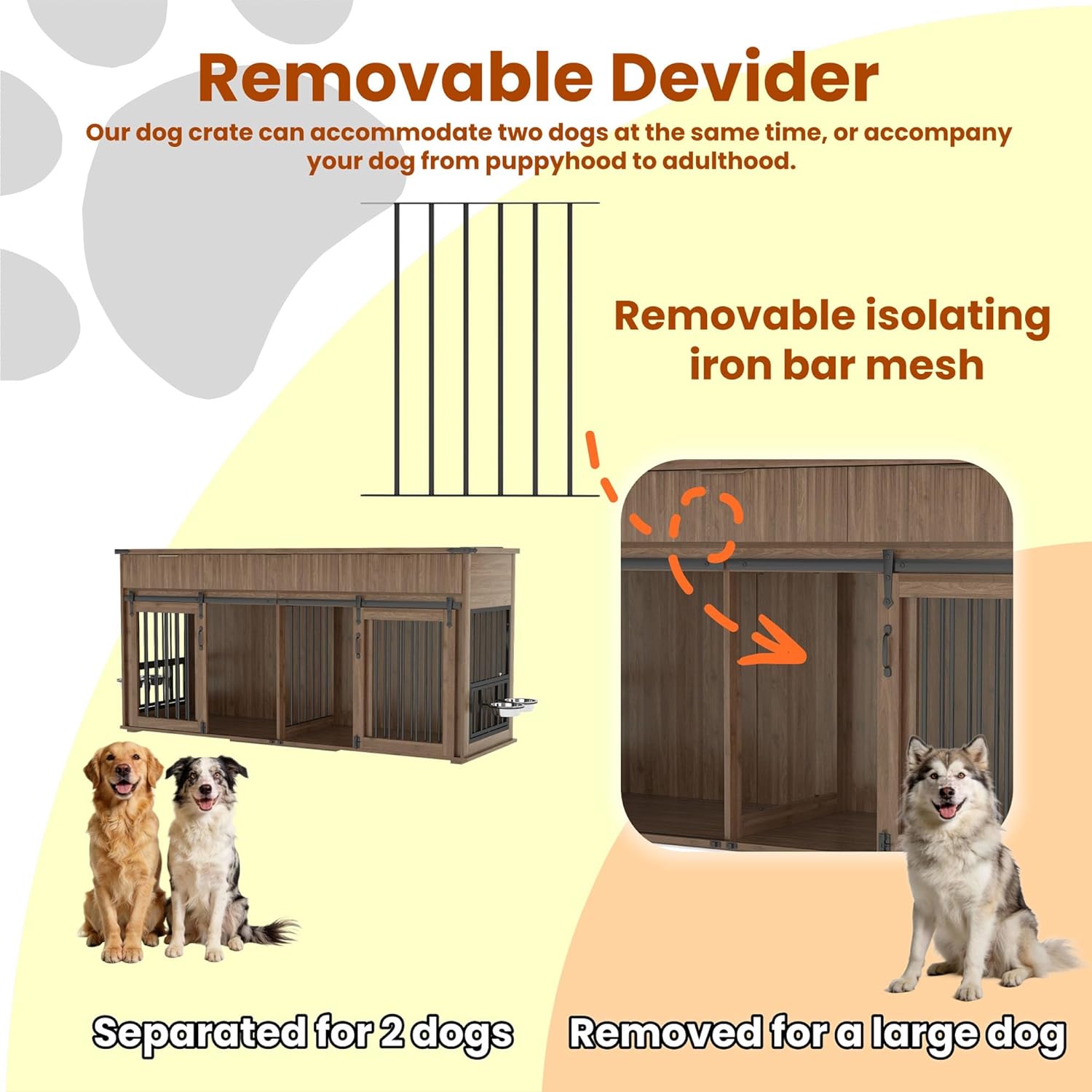 HRVEOCEI 71" Double Dog Crate Furniture