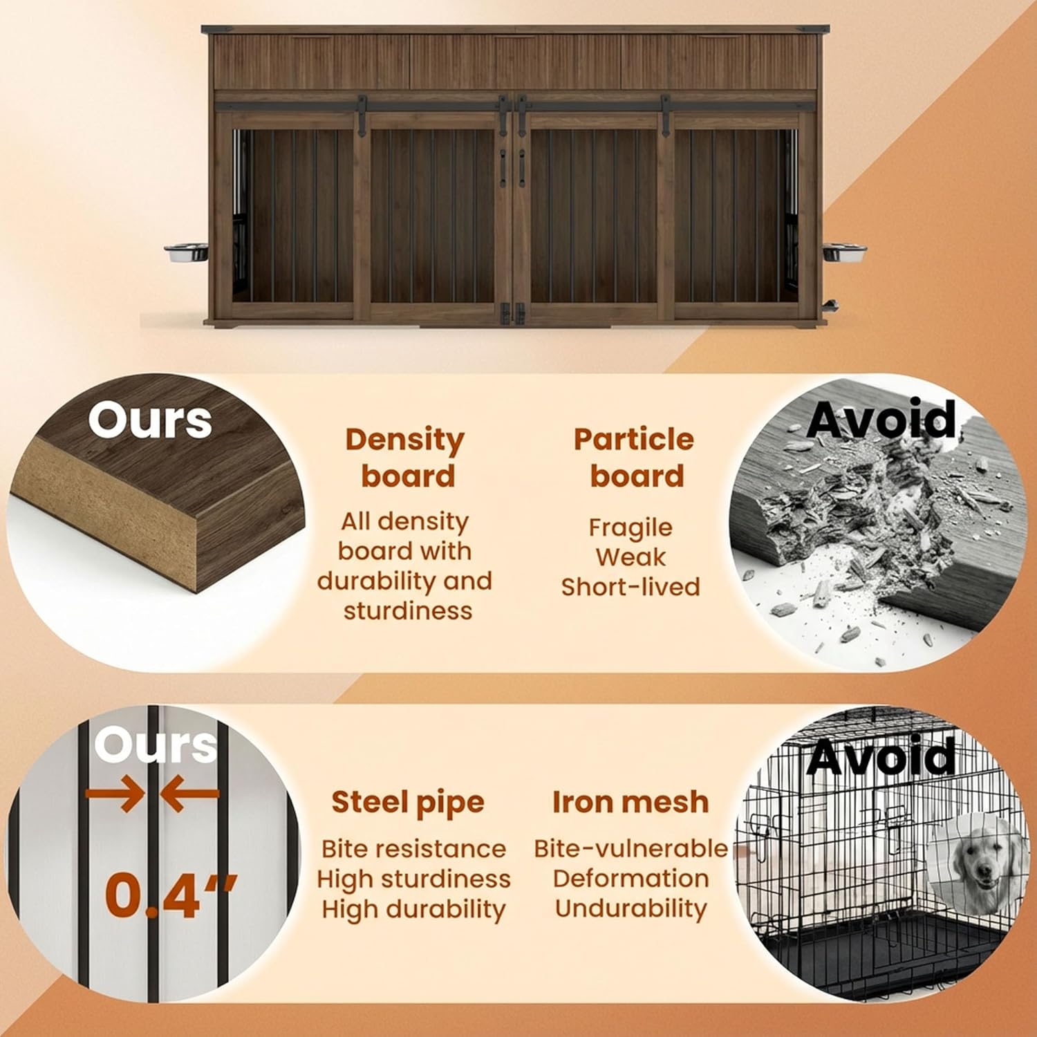 HRVEOCEI 71" Double Dog Crate Furniture