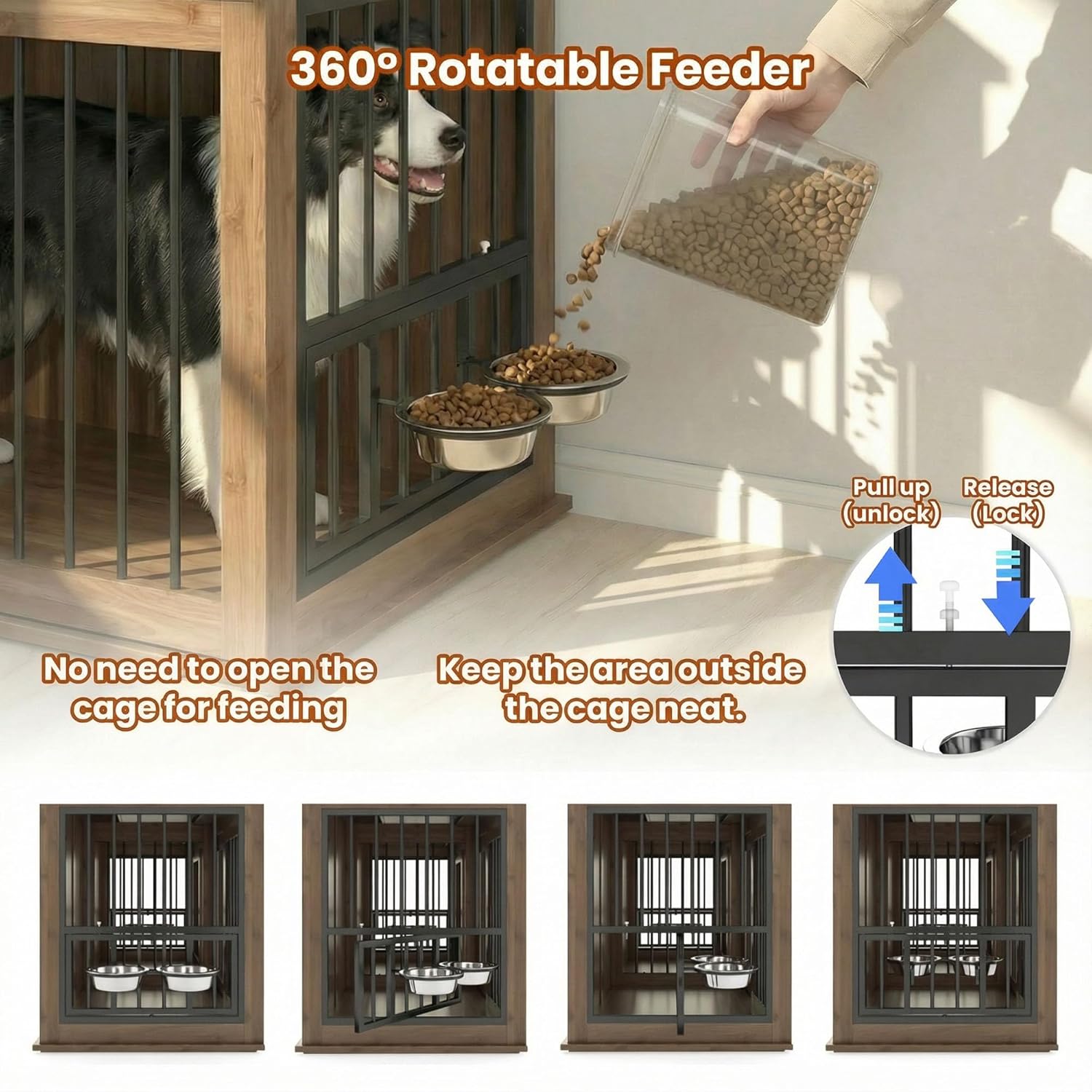 HRVEOCEI 71" Double Dog Crate Furniture