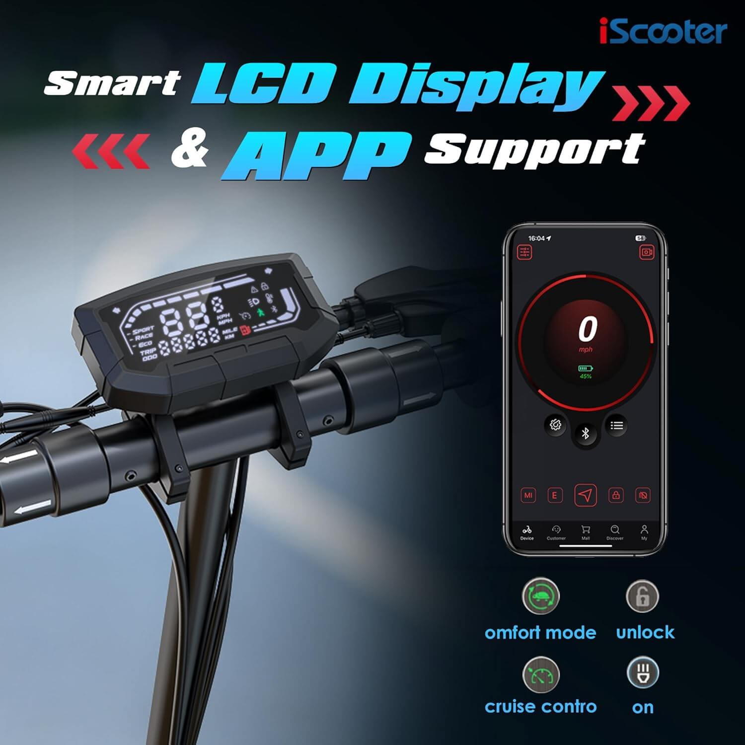 iScooter iX3 Off-Road Electric Scooter, Adjustable Handlebar Height