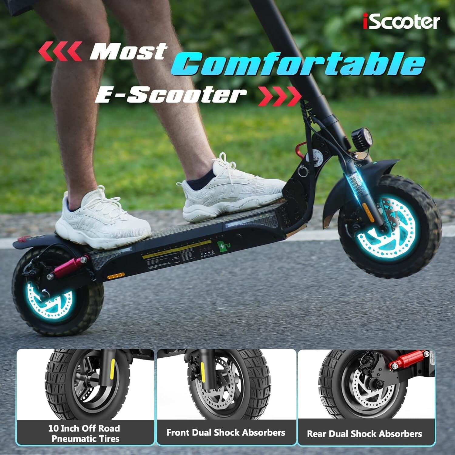 iScooter iX3 Off-Road Electric Scooter, Adjustable Handlebar Height