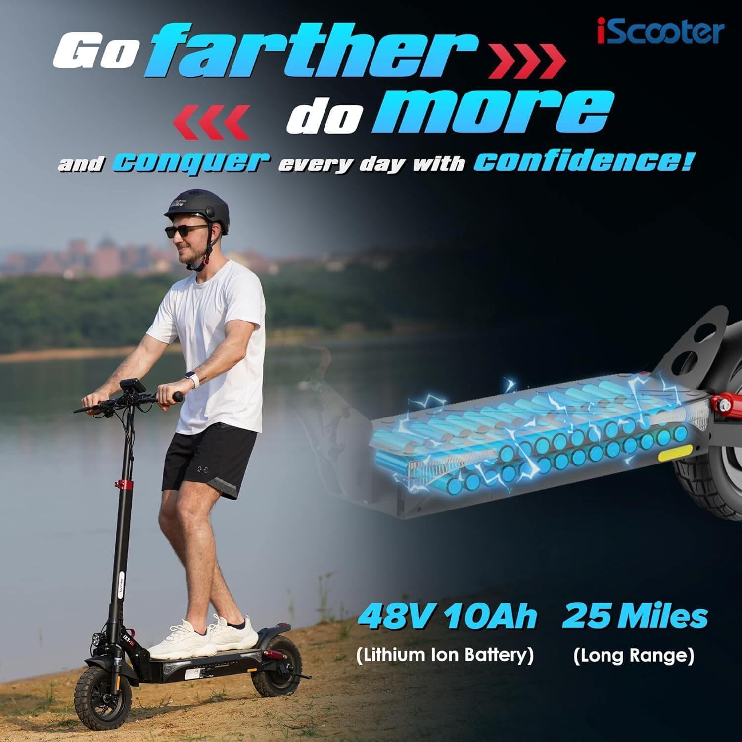 iScooter iX3 Off-Road Electric Scooter, Adjustable Handlebar Height