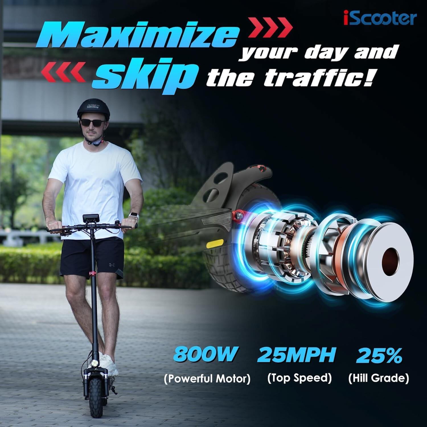 iScooter iX3 Off-Road Electric Scooter, Adjustable Handlebar Height