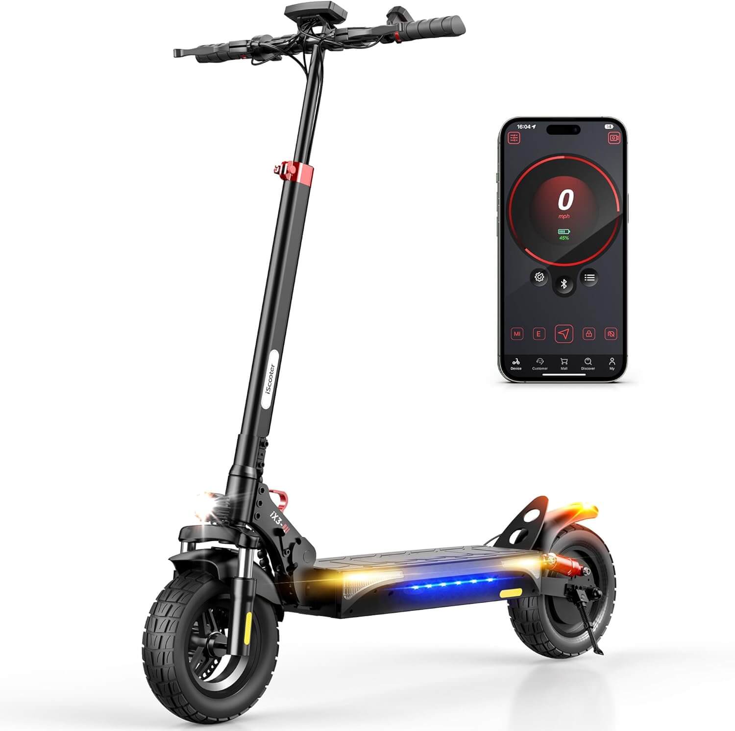 iScooter iX3 Off-Road Electric Scooter, Adjustable Handlebar Height