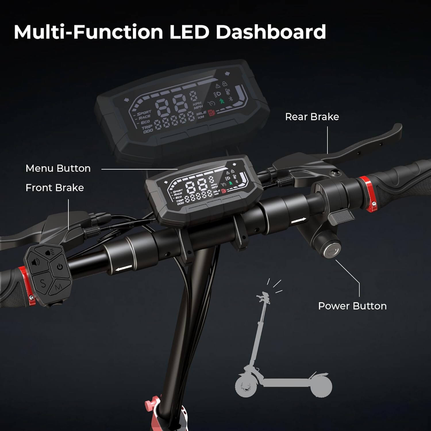 iScooter iX4 Off-Road Electric Scooter, Adjustable Handlebar Height